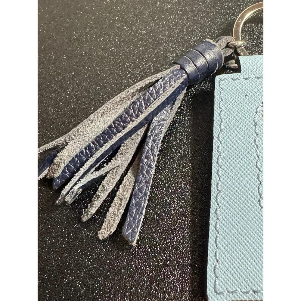 Rebecca Minkoff Letter A Light Blue Saffiano Tassel Charm Keychain‎ Bag Fob - Picture 2 of 12
